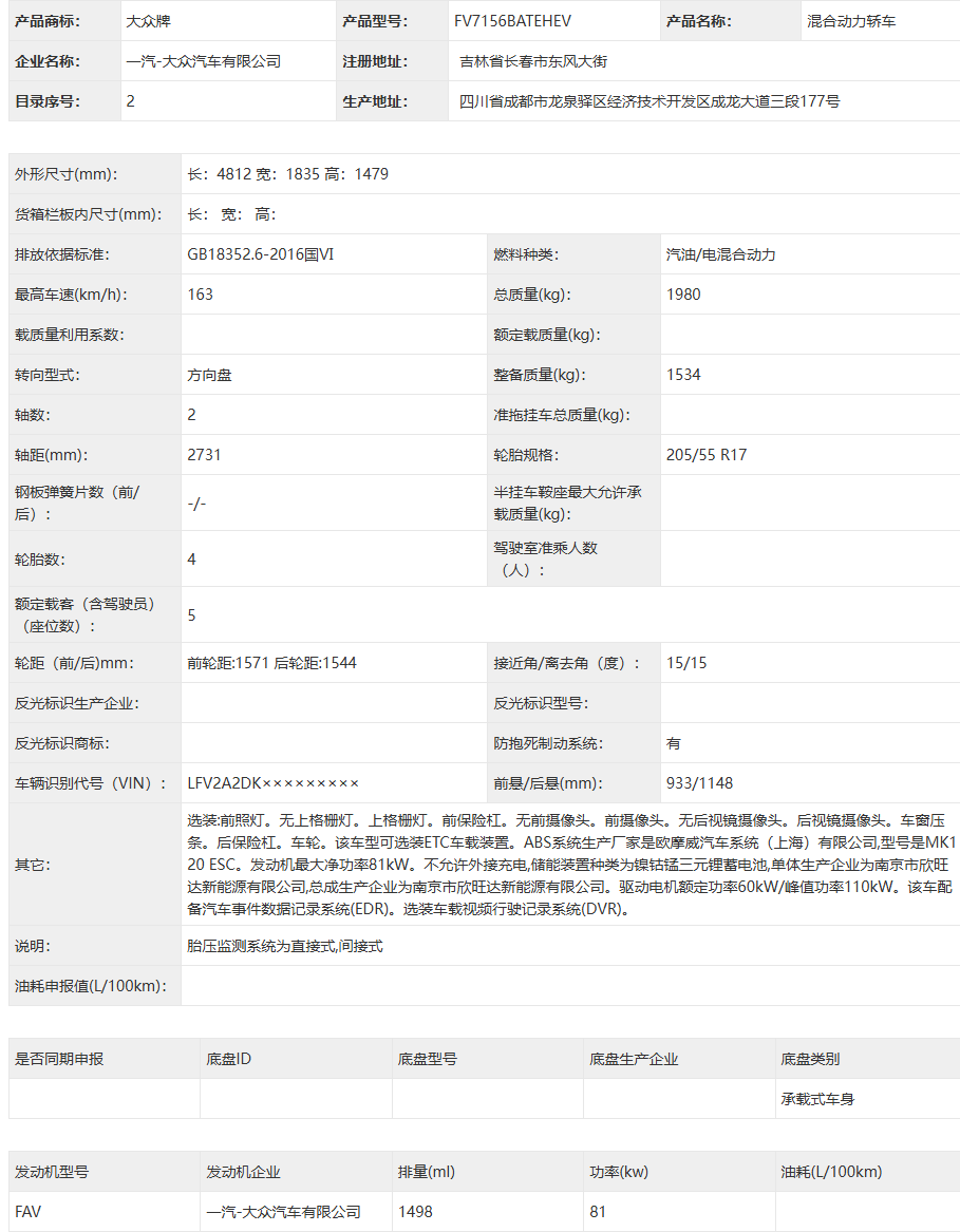 FV7156BATEHEV 参数