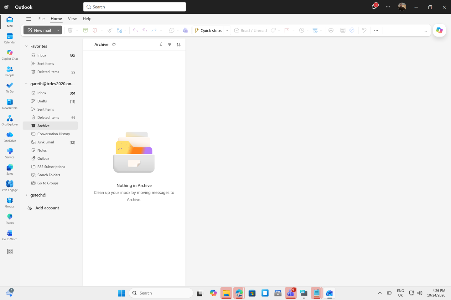 Outlook before I enabled All Accounts. 